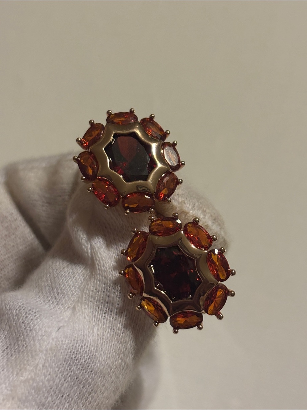 Beautiful gold garnet crystal earrings